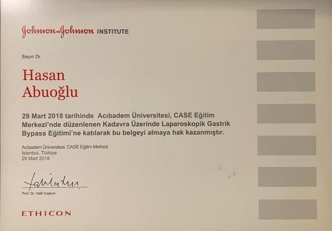 J&J Institute — Laparoskopik Gastrik Bypass Kadavra Eğitimi, 2018
